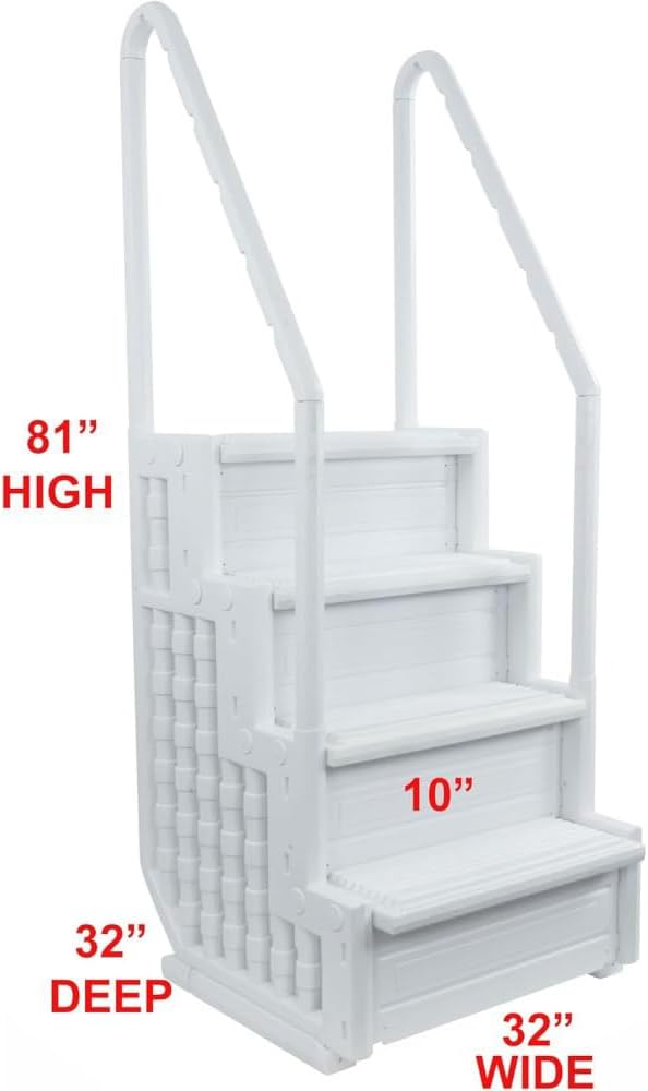 Escalones antideslizantes Aqua Select para piscinas elevadas | Azul | Para piscinas sobre tierra | Se pueden montar en terrazas de 48" a 54" de altura | Escalera de seguridad con capacidad hasta 250 lbs