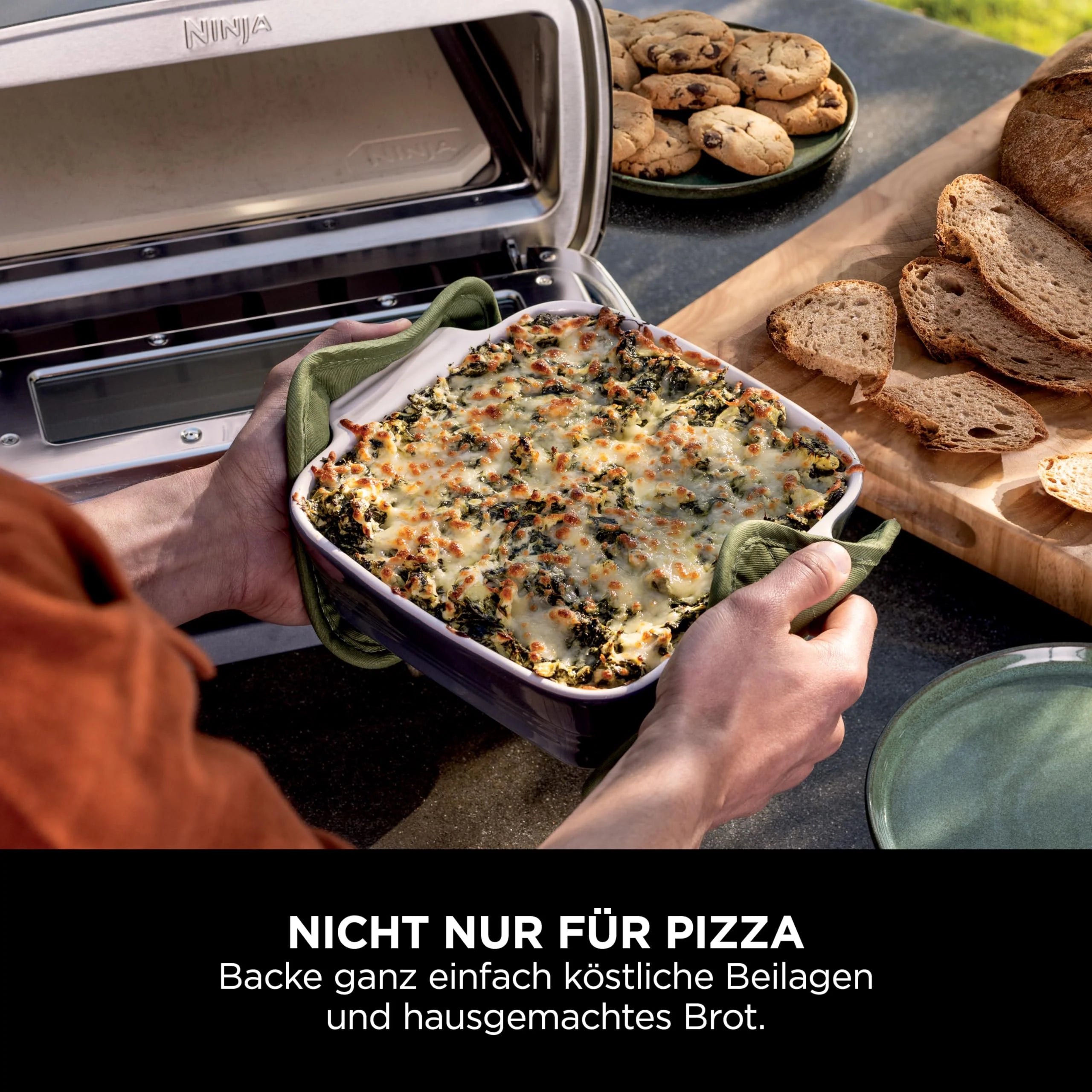 2025 Ninja Artisan Horno para Pizza Exterior y Freidora de Aire Caliente 4 en 1, 30 cm, Gris MO201EU