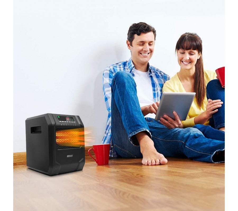 Calefactor de Espacio Infrarrojo LIFE SMART con 6 Elementos de Cuarzo, Pantalla Digital LED, Calentamiento Rápido con Control Remoto y Temporizador, Sistema de Termostato con Protección contra Vuelcos y Sobrecalentamiento para el Hogar