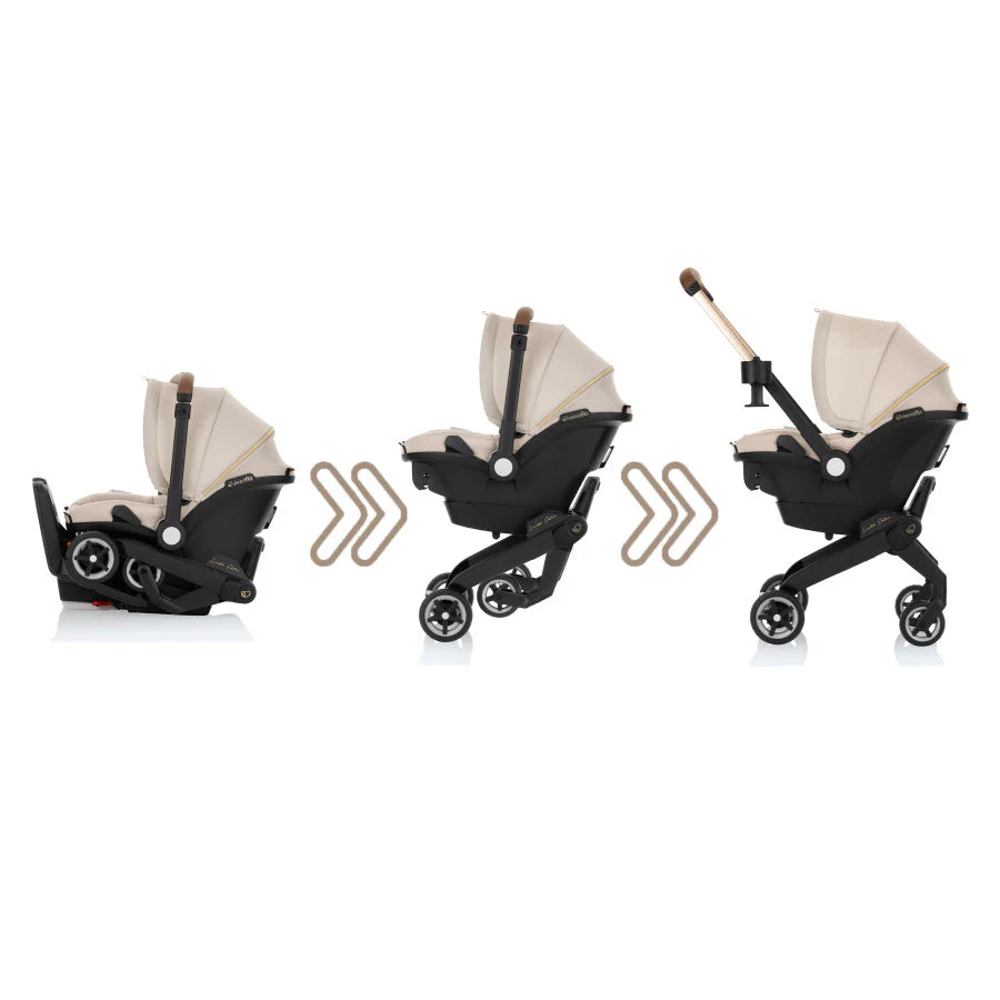 2025 Evenflo Shyft DualRide Combo Arnés-Capazo para Bebé Edición Limitada con Tela Green & Gentle