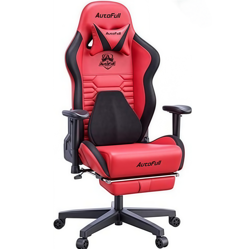 Silla de Oficina Gaming AutoFull con Soporte Lumbar Ergonómico, Estilo Racing, Cuero PU, Alta Respalda, Silla Giratoria Ajustable para PC