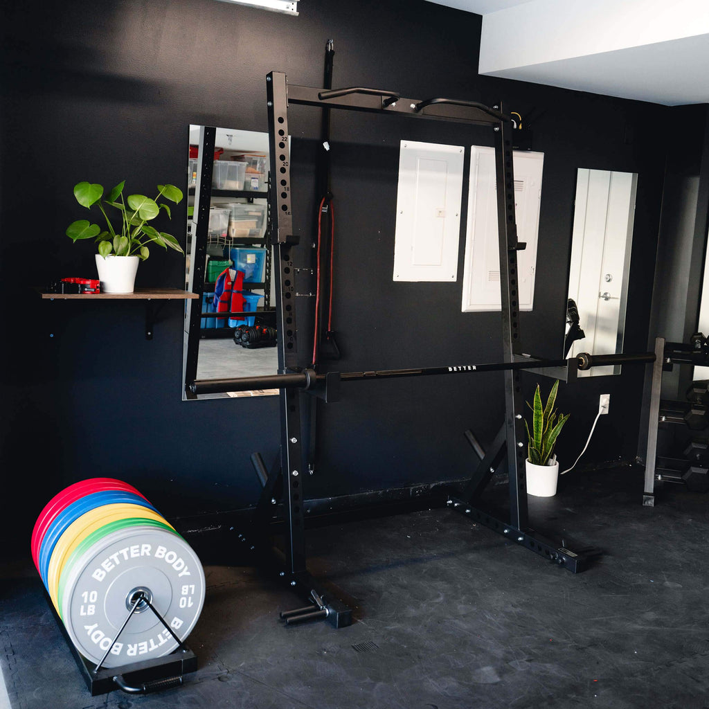 Power Bundle con Rack de Sentadillas Inclinado | Platos de Competencia de 10-55 lbs