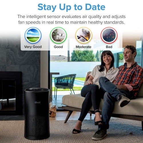 Purificador de Aire LEVOIT para Habitaciones Grandes en Casa con Filtro HEPA Verdadero, para Alergias y Mascotas, Purificador para Moho, Polen, Polvo, Eliminador Silencioso de Olores para Dormitorio, Sensor Inteligente, LV-H133 Negro