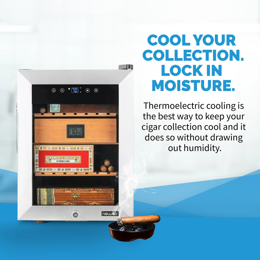2025 Humidor eléctrico para puros Newair® con Opti-Temp™, capacidad para 250 puros