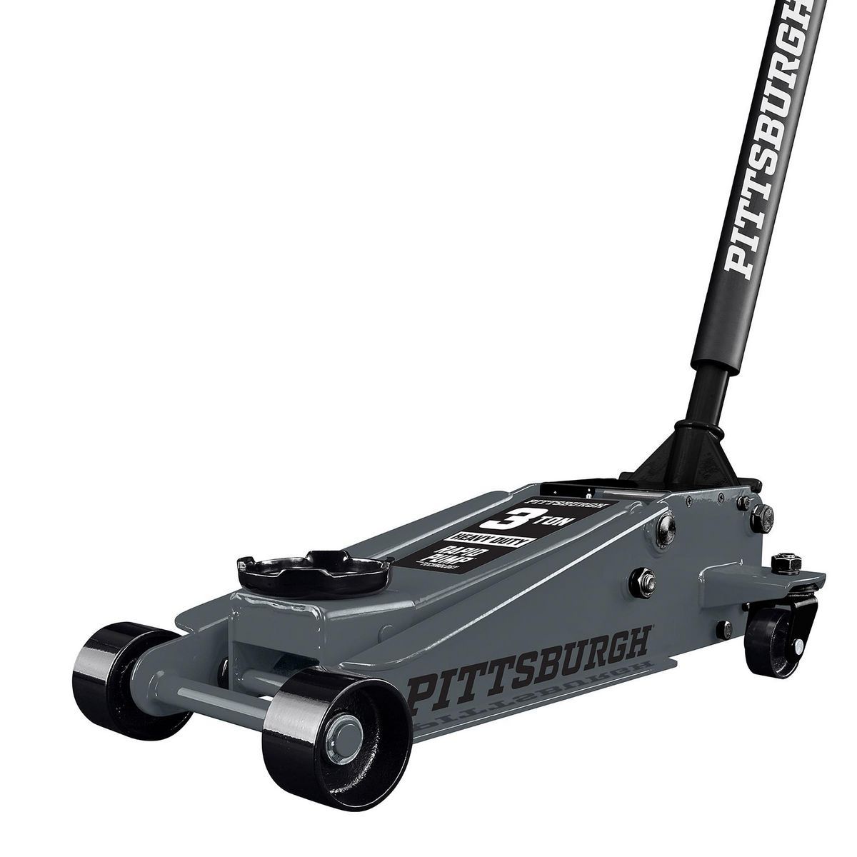 2025 PITTSBURGH Gato hidráulico de piso de 3 toneladas con bomba RAPID PUMP, color gris pizarra