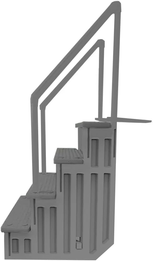 Escalones antideslizantes Aqua Select para piscinas elevadas | Azul | Para piscinas sobre tierra | Se pueden montar en terrazas de 48" a 54" de altura | Escalera de seguridad con capacidad hasta 250 lbs