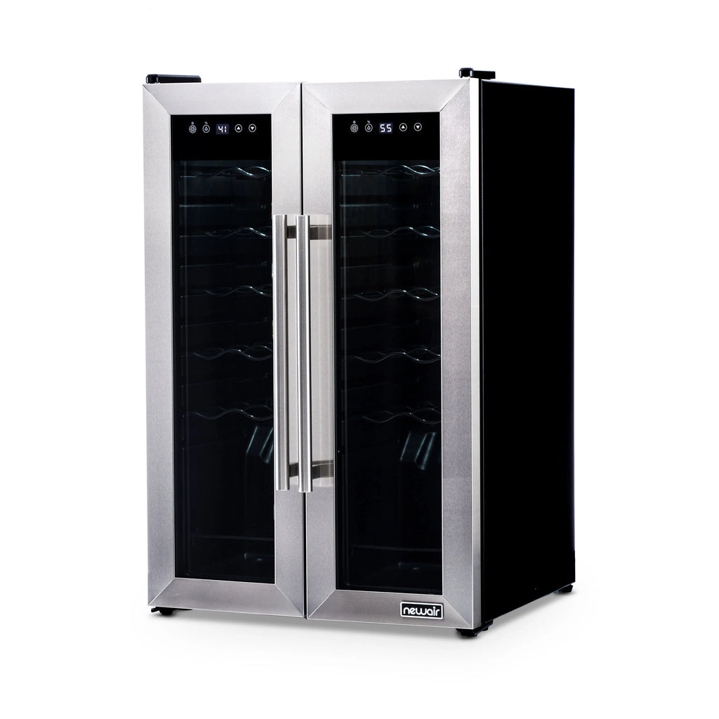 2025 Refrigerador de Vinos Independiente Newair® de Acero Inoxidable – 24 Botellas – 20" con Doble Zona