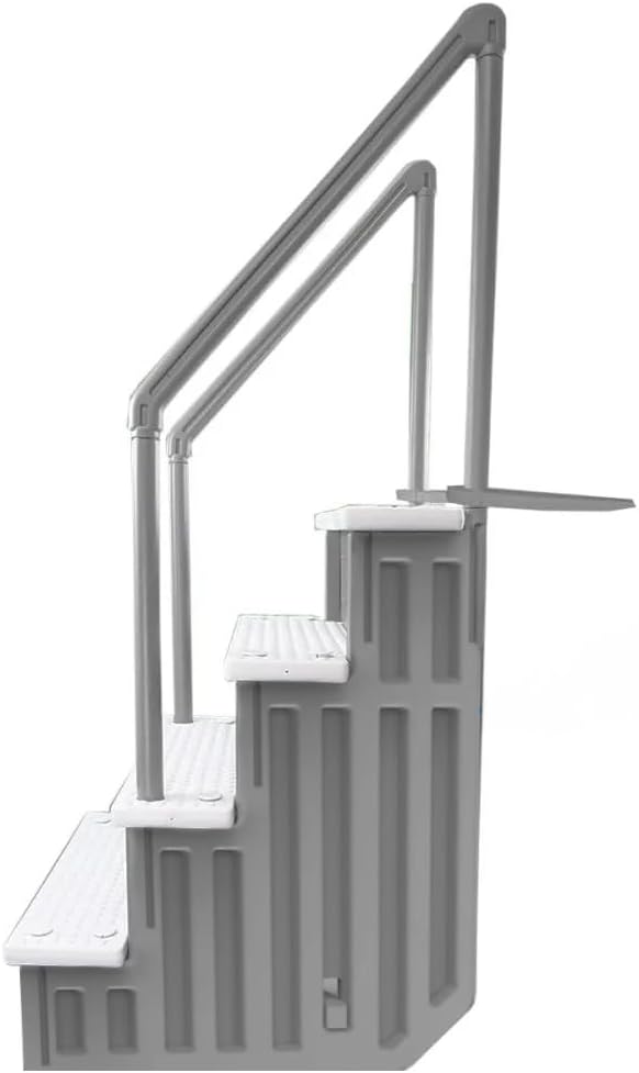 Escalones antideslizantes Aqua Select para piscinas elevadas | Azul | Para piscinas sobre tierra | Se pueden montar en terrazas de 48" a 54" de altura | Escalera de seguridad con capacidad hasta 250 lbs