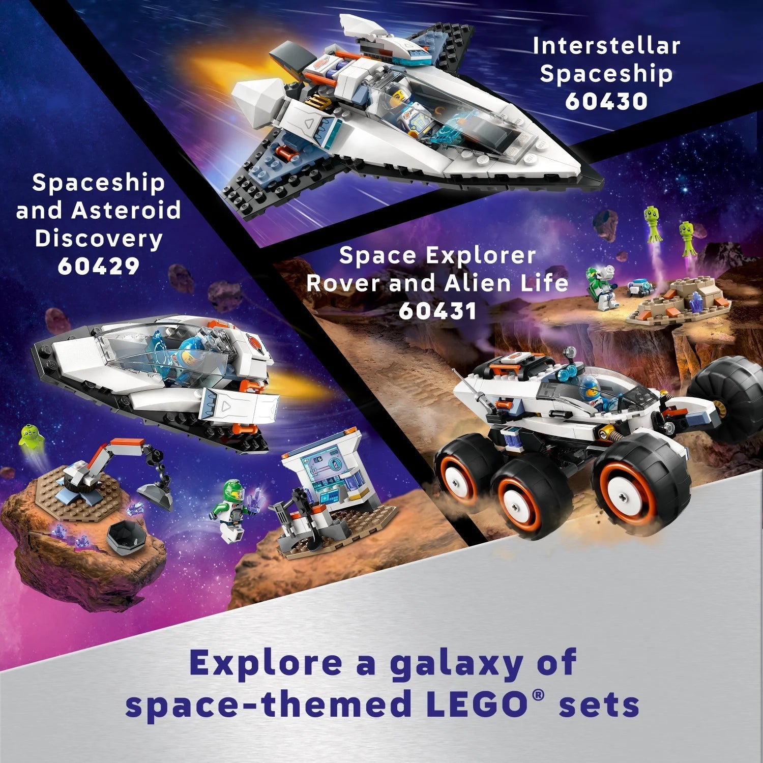 LEGO City Explorador Espacial con Rover y Vida Extraterrestre, Juguete Espacial para Niños y Niñas de 6 Años en Adelante con 2 Minifiguras, Robot y Figuras Extraterrestres, Juguete STEM de Juego Imaginativo, 60431