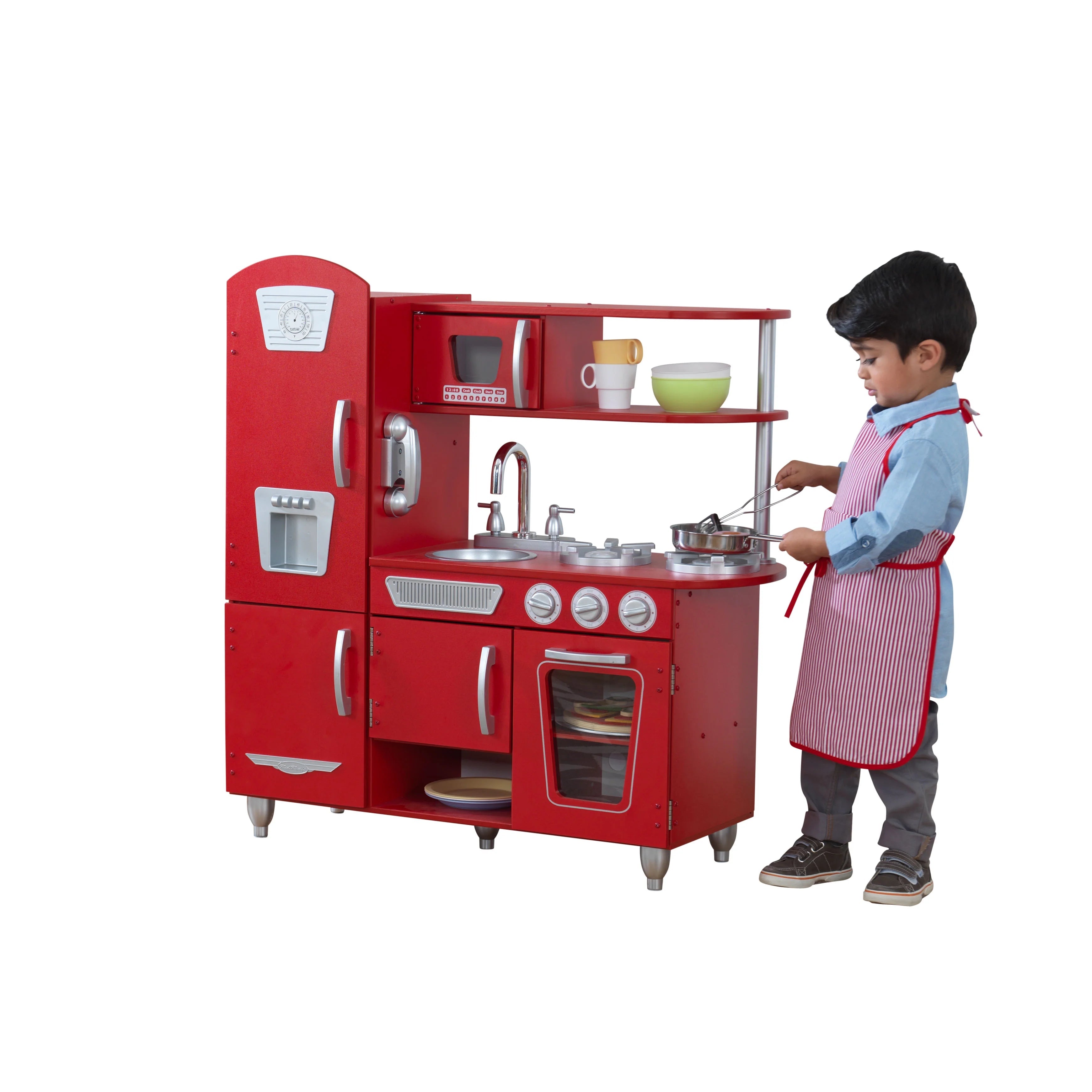 Cocina de Juguete KidKraft Vintage Roja de Madera con Teléfono de Juguete