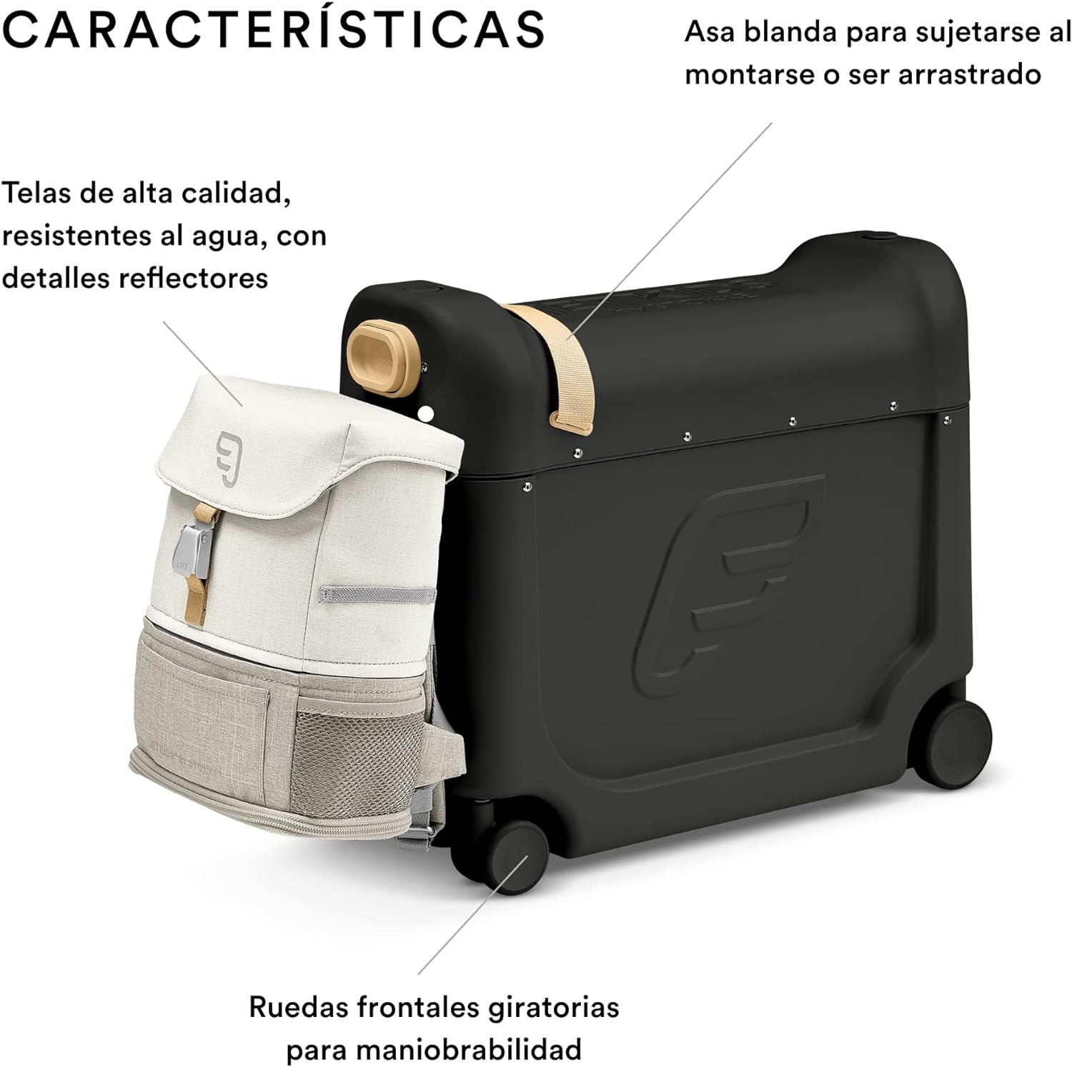 JetKids by Stokke Travel Bundle – Incluye maleta infantil para montar con cama de vuelo + mochila Crew – Ideal para edades de 3 a 7 años