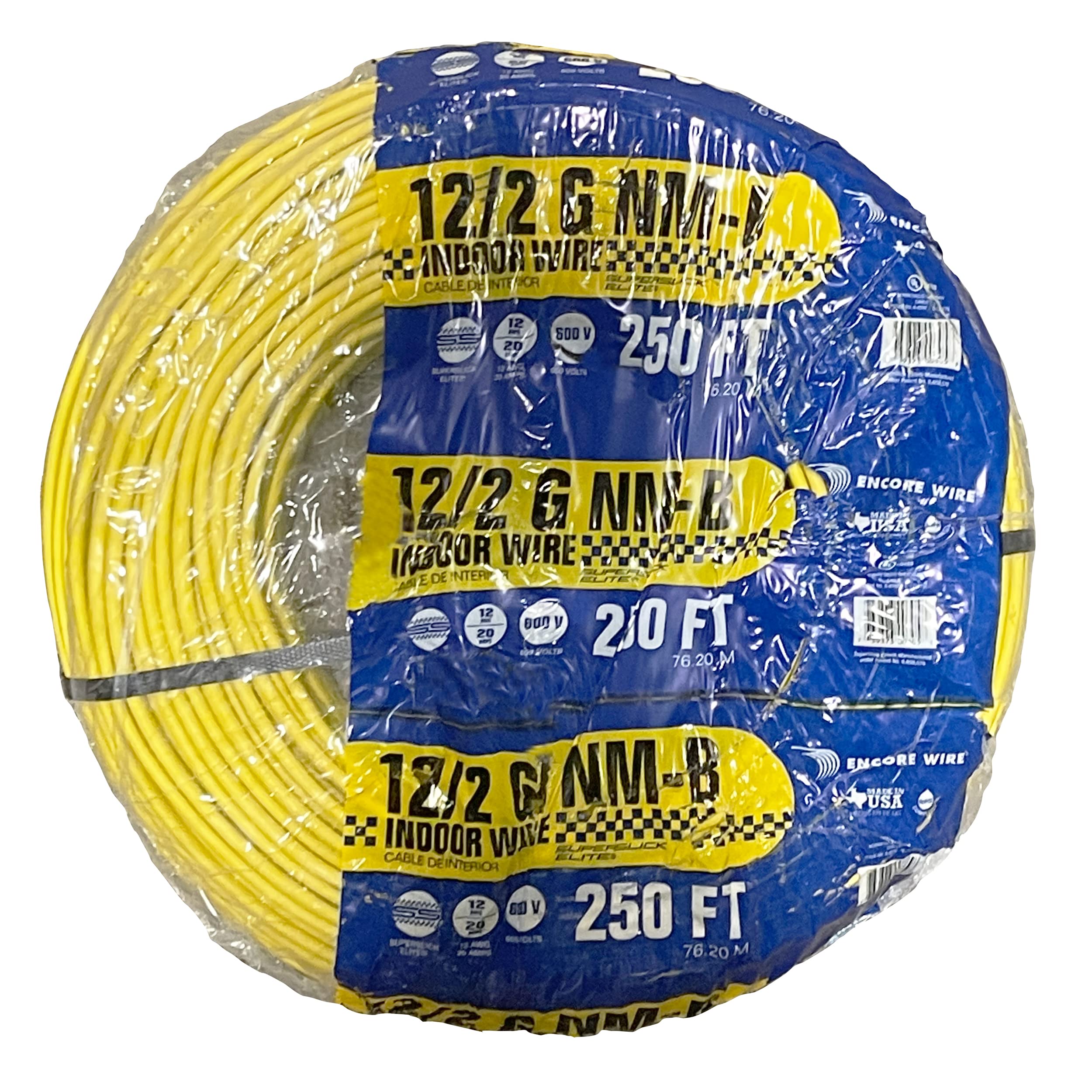 2025 Cable Eléctrico de Cobre de 250 pies 12-2 AWG NM-B para Uso Interior, Blanco (/2)