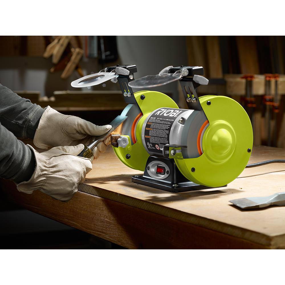 RYOBI Esmeriladora de Banco de 6" 2,1 A con Luz LED – Modelo BG612G