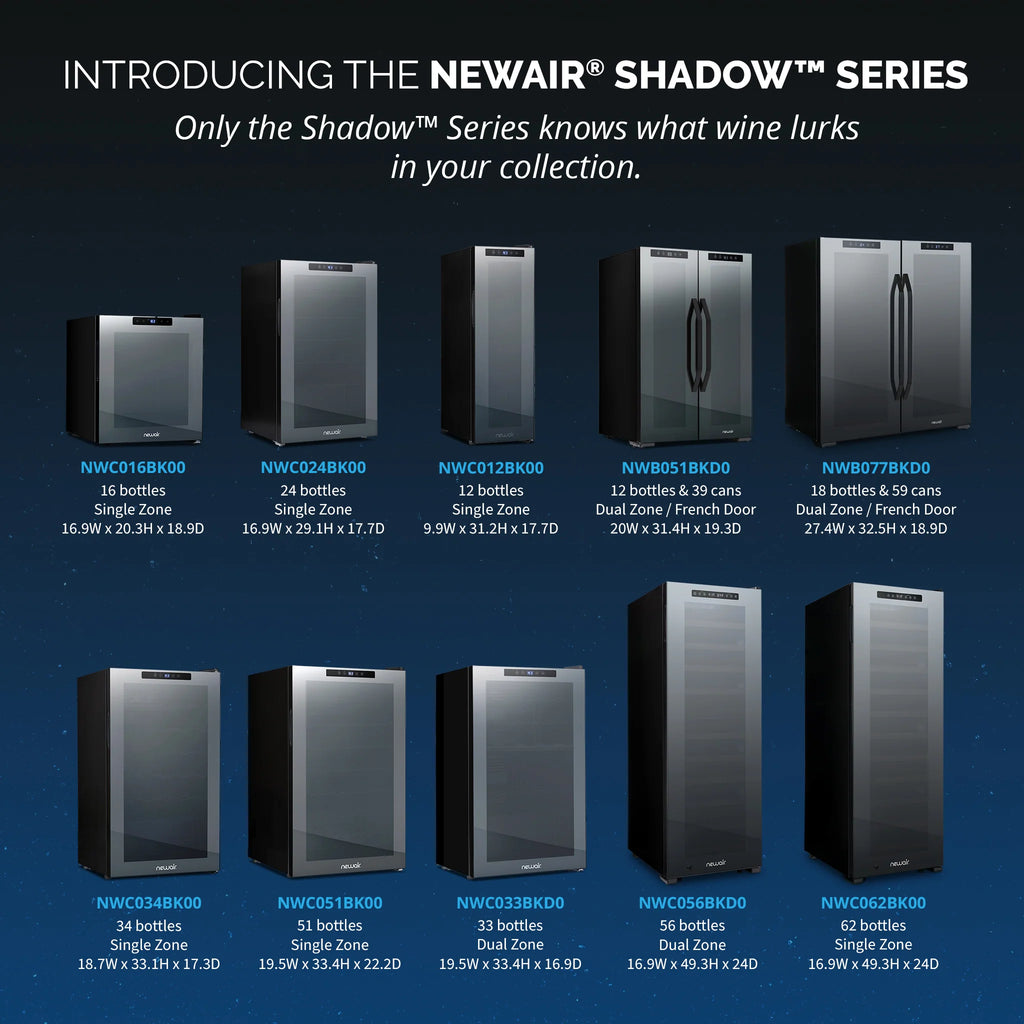 2025 Newair® Refrigerador de Vinos Independiente Negro – 62 Botellas – 16,9"
