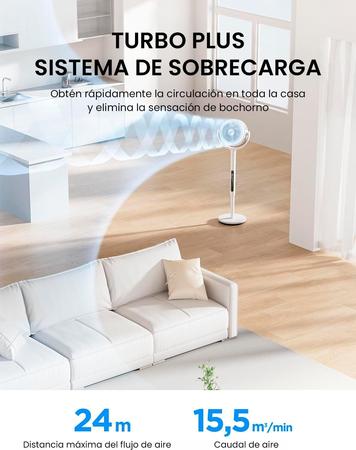 Ventilador de Pie MIDEA 12 Velocidades con Control Remoto – Ventilador Silencioso con Oscilación de 120º + 135º – Ventilador con Temporizador, Filtro y Doble Aspa – Flujo de Aire hasta 24 metros