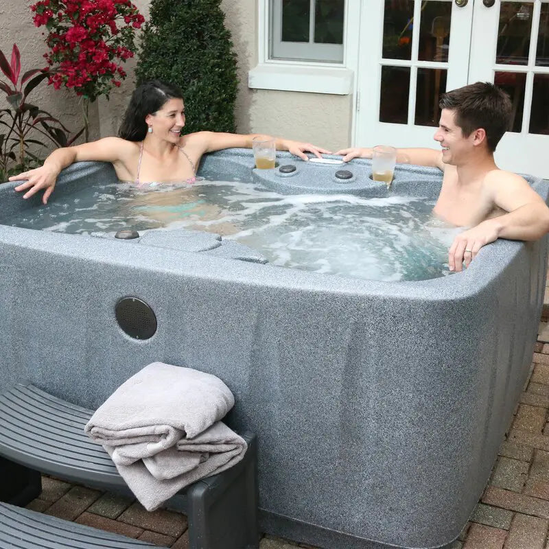 AquaRest Spas, equipado con bombas Jacuzzi® – Spa rectangular Plug and Play para 4 personas, 12 chorros