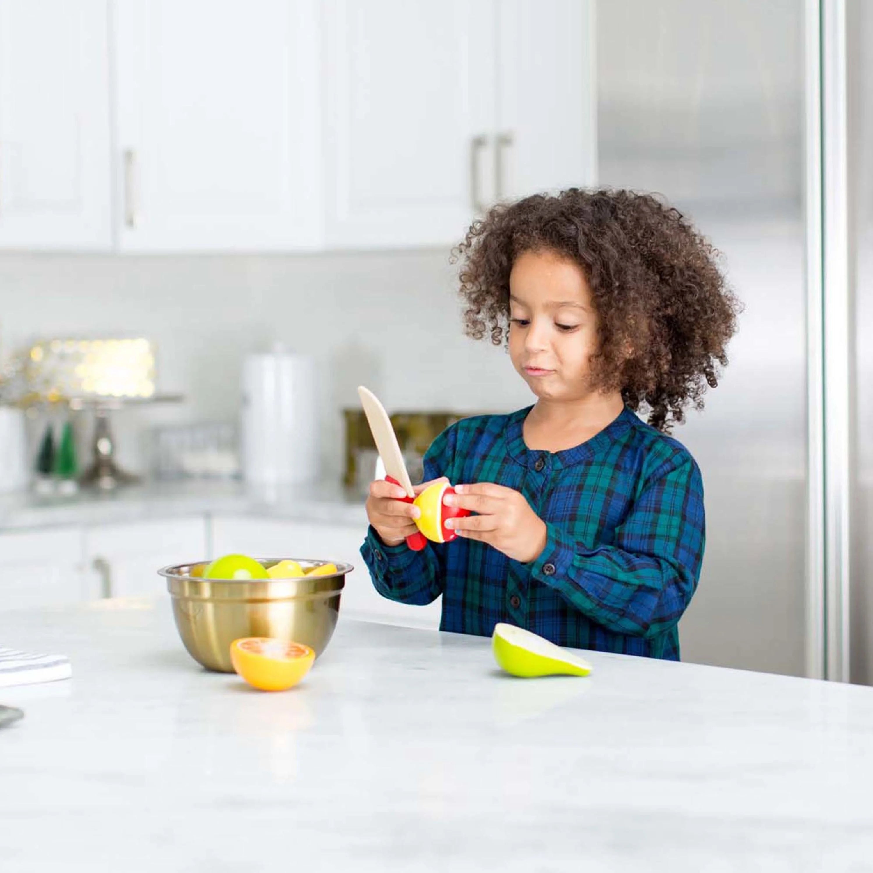 Melissa & Doug Set de Cortar Frutas – Accesorio de Cocina de Juguete de Madera, Multicolor