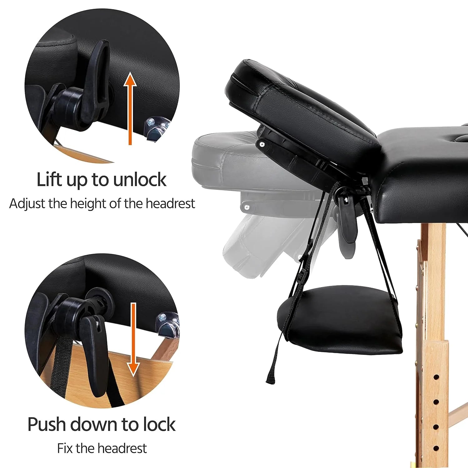 Mesa de Masajes Yaheetech – Mesa Plegable Portátil para Tratamientos, Pestañas, Spa – Mesa de Masaje Ajustable en 2 Secciones con Bolsa No Tejida, 24 pulgadas, Negra