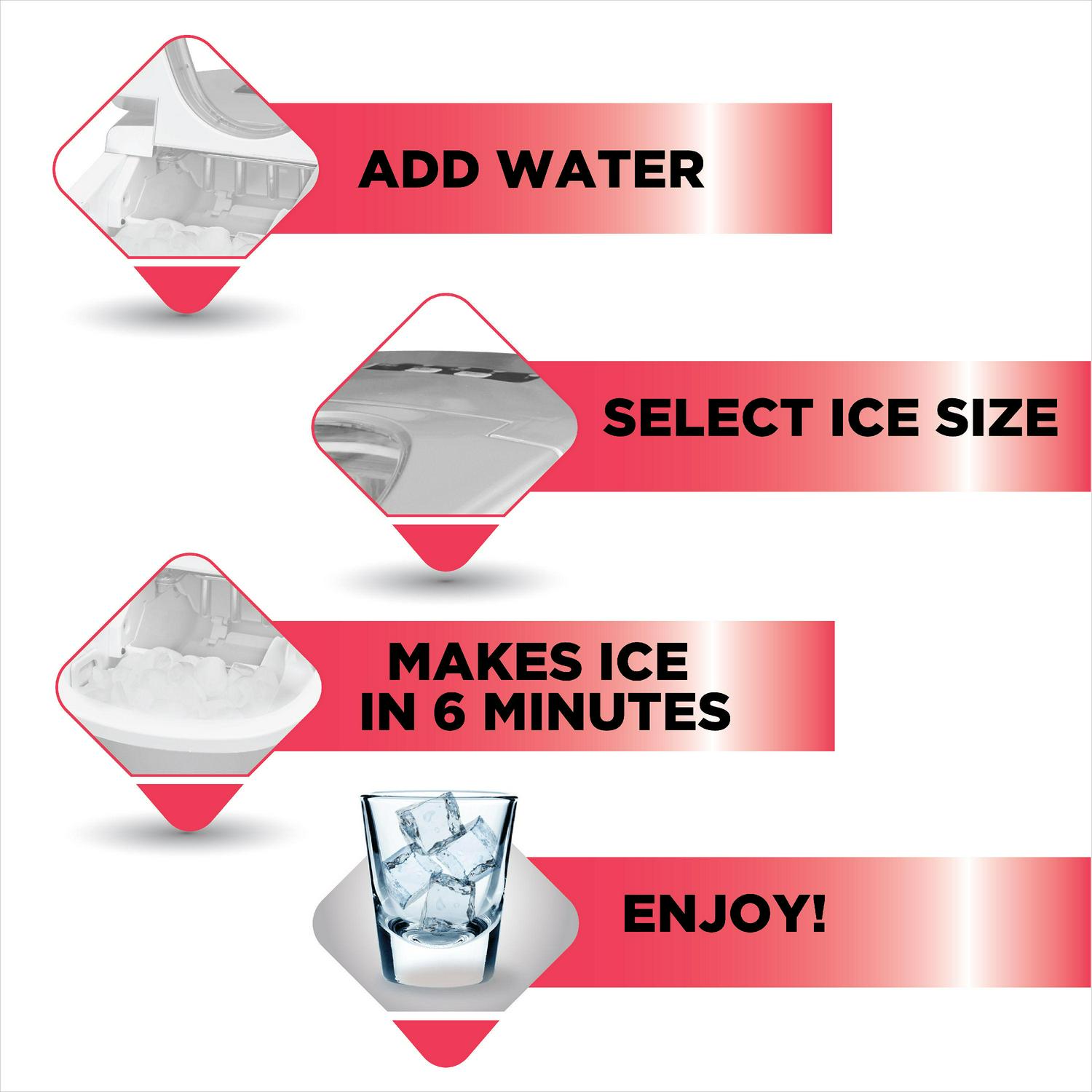 2025 Frigidaire – Máquina de hielo portátil de encimera 26 lb – Plateada (Modelo EFIC108)