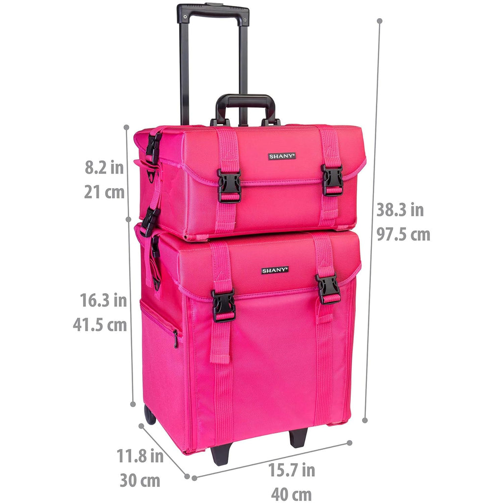 Maletín Cosmético de Vinilo Negro Azabache con Ruedas – Bolso de Viaje para Maquillaje