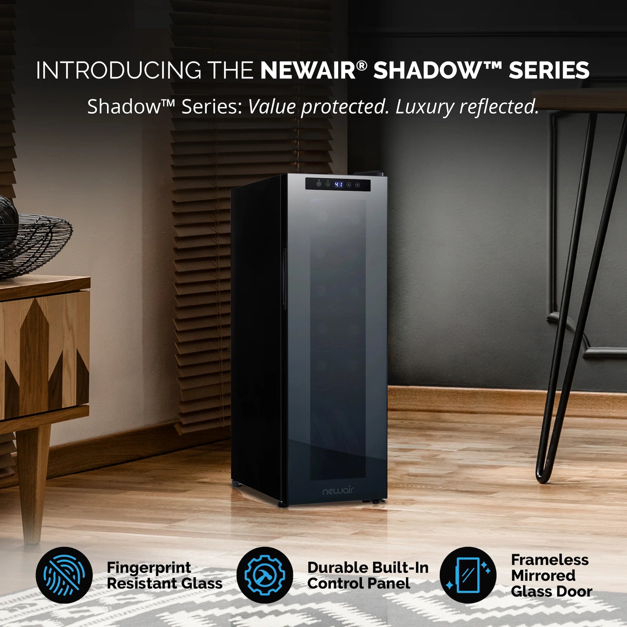 2025 Refrigerador de Vinos Independiente Newair® Negro – 12 Botellas – 13,6"