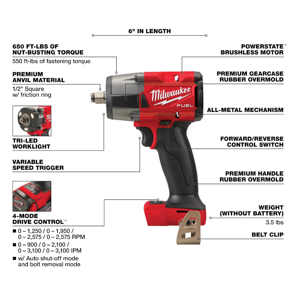 2025 Milwaukee 3697-27 Kit Combinado M18 FUEL™ de 7 Herramientas
