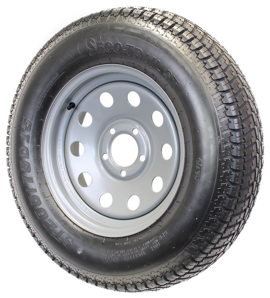 2025 Neumático para Remolque Montado en Llanta ST205/75D15 F78-15 205/75-15 LRC Rueda de 5 Perforaciones Color Plata Mod