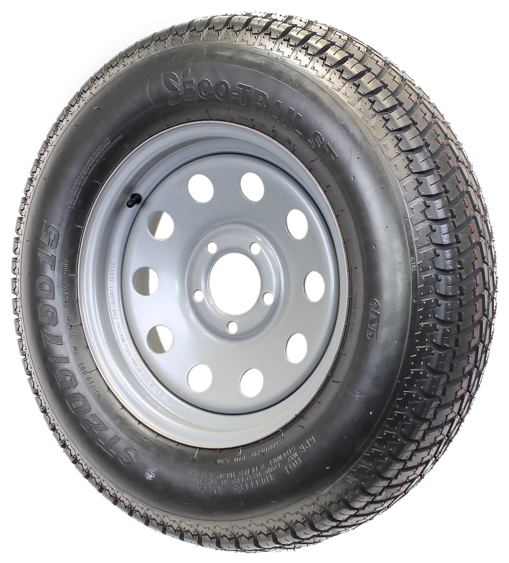 2025 Neumático para Remolque Montado en Llanta ST205/75D15 F78-15 205/75-15 LRC Rueda de 5 Perforaciones Color Plata Mod