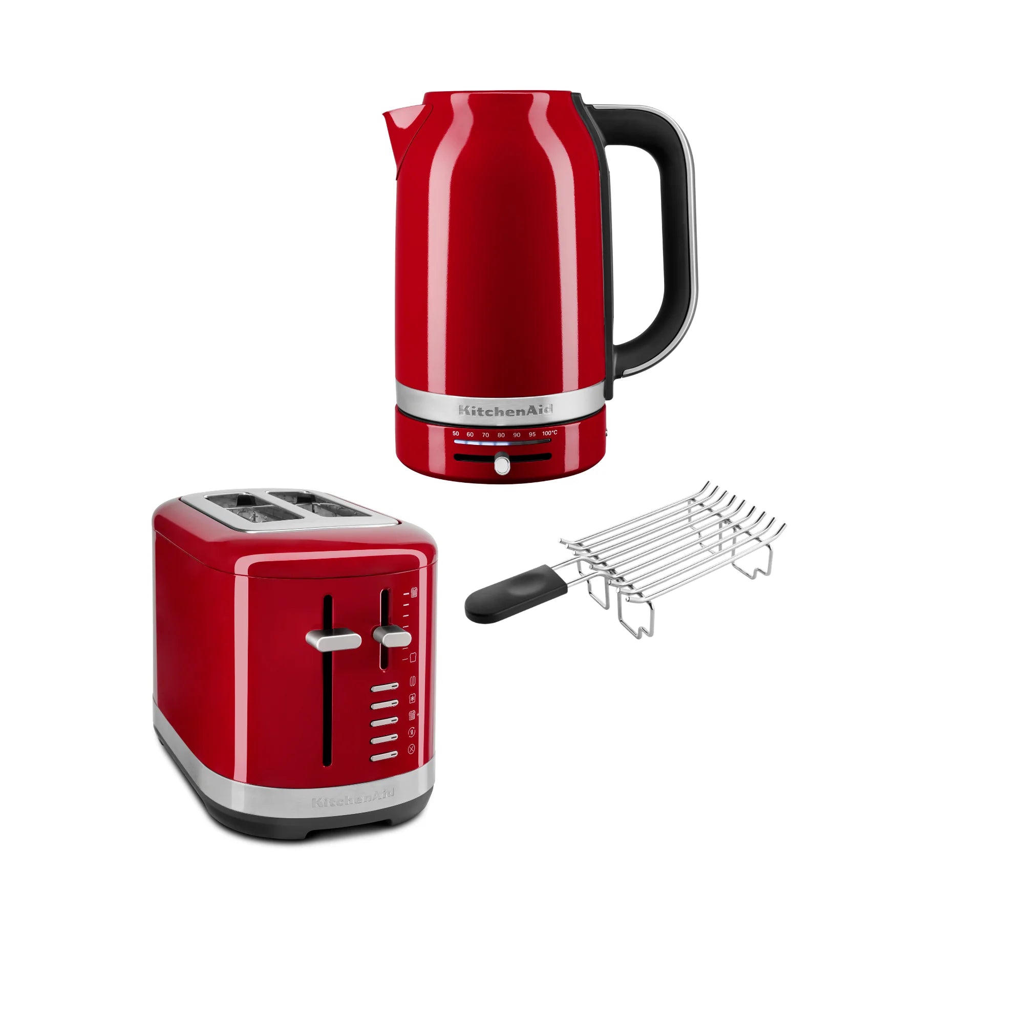 2025 Set de desayuno KitchenAid con hervidor 5KEK1701, tostadora de 2 ranuras 5KMT2109 y calentador de pan
