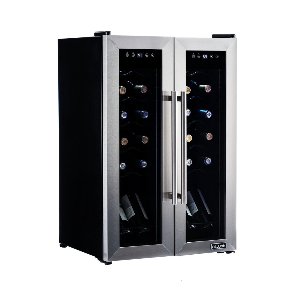 2025 Refrigerador de Vinos Independiente Newair® de Acero Inoxidable – 24 Botellas – 20" con Doble Zona