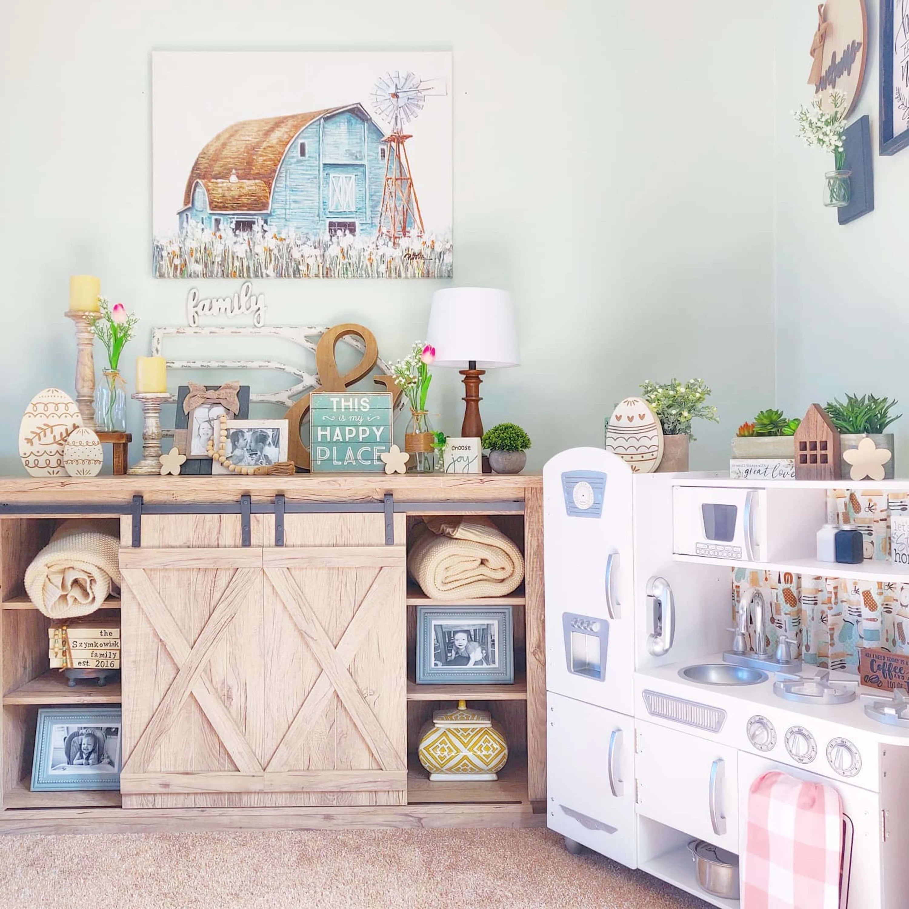 Cocina de Juguete KidKraft Vintage de Madera Blanca con Fabricador de Hielo y Teléfono de Juguete