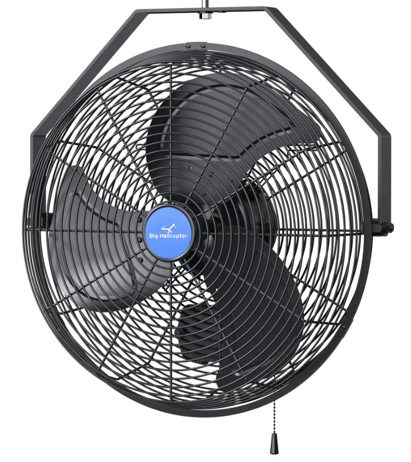 2025 Big Helicopter – Ventilador de pared resistente a la intemperie de 18", calidad industrial, para uso interior y exterior, ideal para veranda, invernadero, garaje, taller y muelle de carga, color negro
