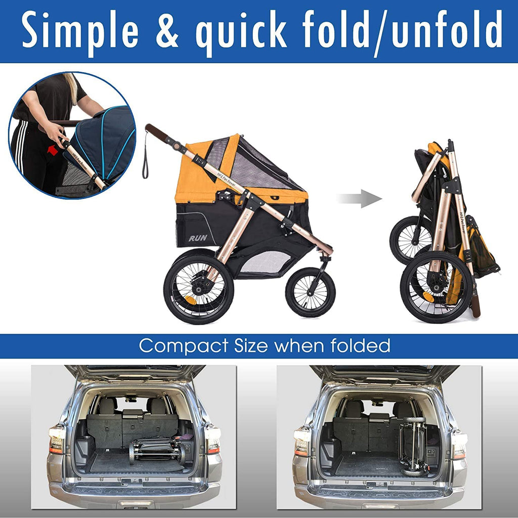 Coche Deportivo para Correr con Ruedas de Goma Confort / Entrada sin Cremallera / Plegado Rápido con Una Mano / Estructura de Aluminio para Perros, Gatos y Mascotas Pequeñas o Medianas (Camuflaje Verde)