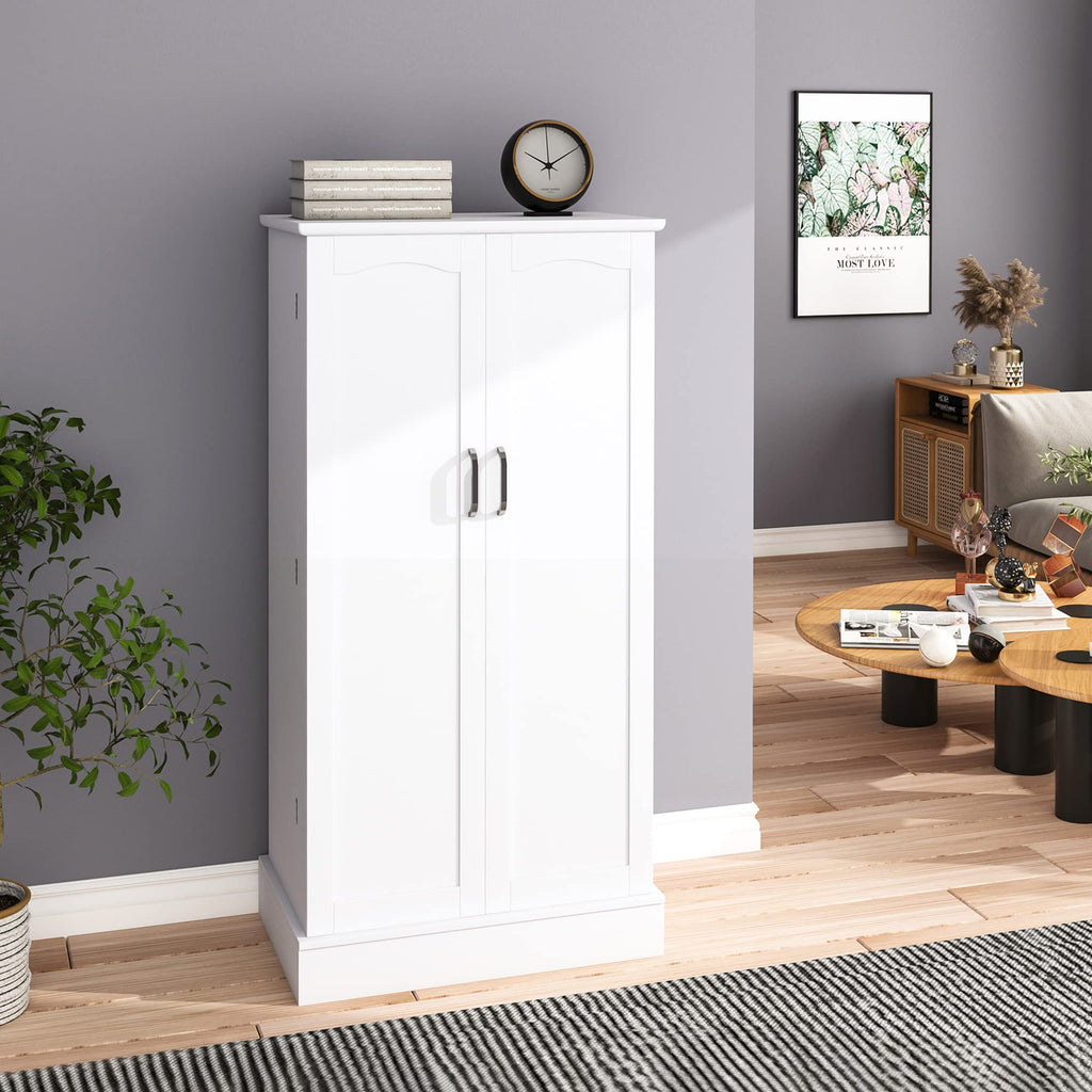 Jehiatek Alacena de Cocina de 47 pulgadas, Gabinete Blanco Independiente tipo Aparador con Puertas y Estantes Ajustables, Mueble de Almacenamiento para Cocina, Sala de Estar y Comedor