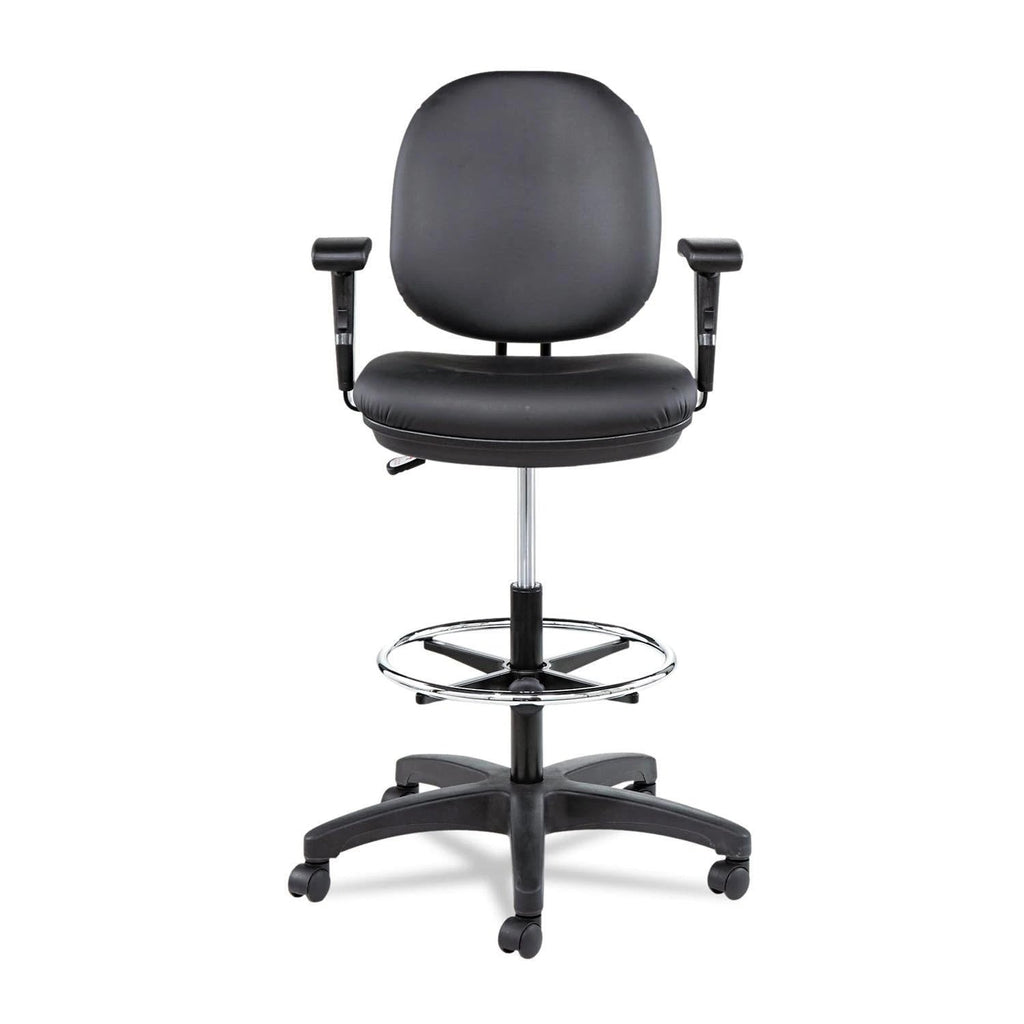 2025 Taburete de Trabajo Giratorio Alera Interval Series de Cuero Sintético, Negro