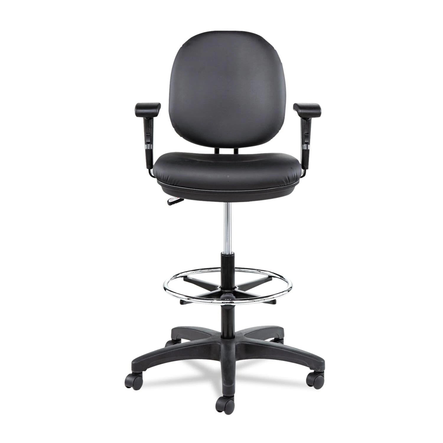 2025 Taburete de Trabajo Giratorio Alera Interval Series de Cuero Sintético, Negro