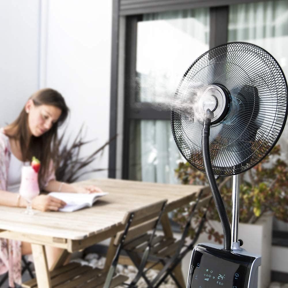 Ventilador con Nebulizador de Agua Fresca Cecotec EnergySilence 490 con Control Remoto, 90W, Diámetro 16", 5 Aspas, Depósito de 2.8L, Temporizador de 7.5h, Indicador LED y Oscilación