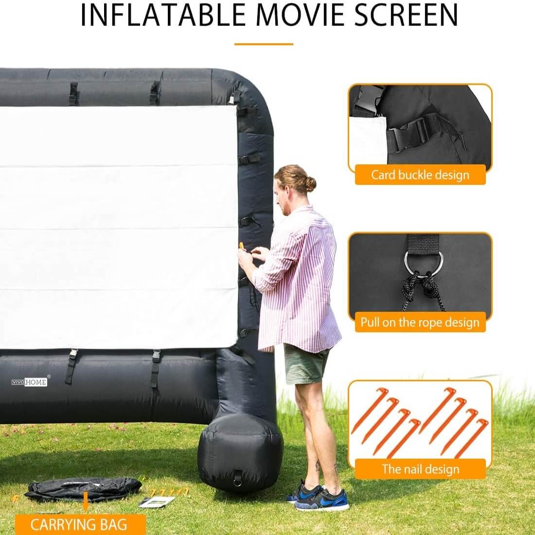 Pantalla de Cine Inflable Mega de 14-17 Pies para Proyección Frontal y Trasera