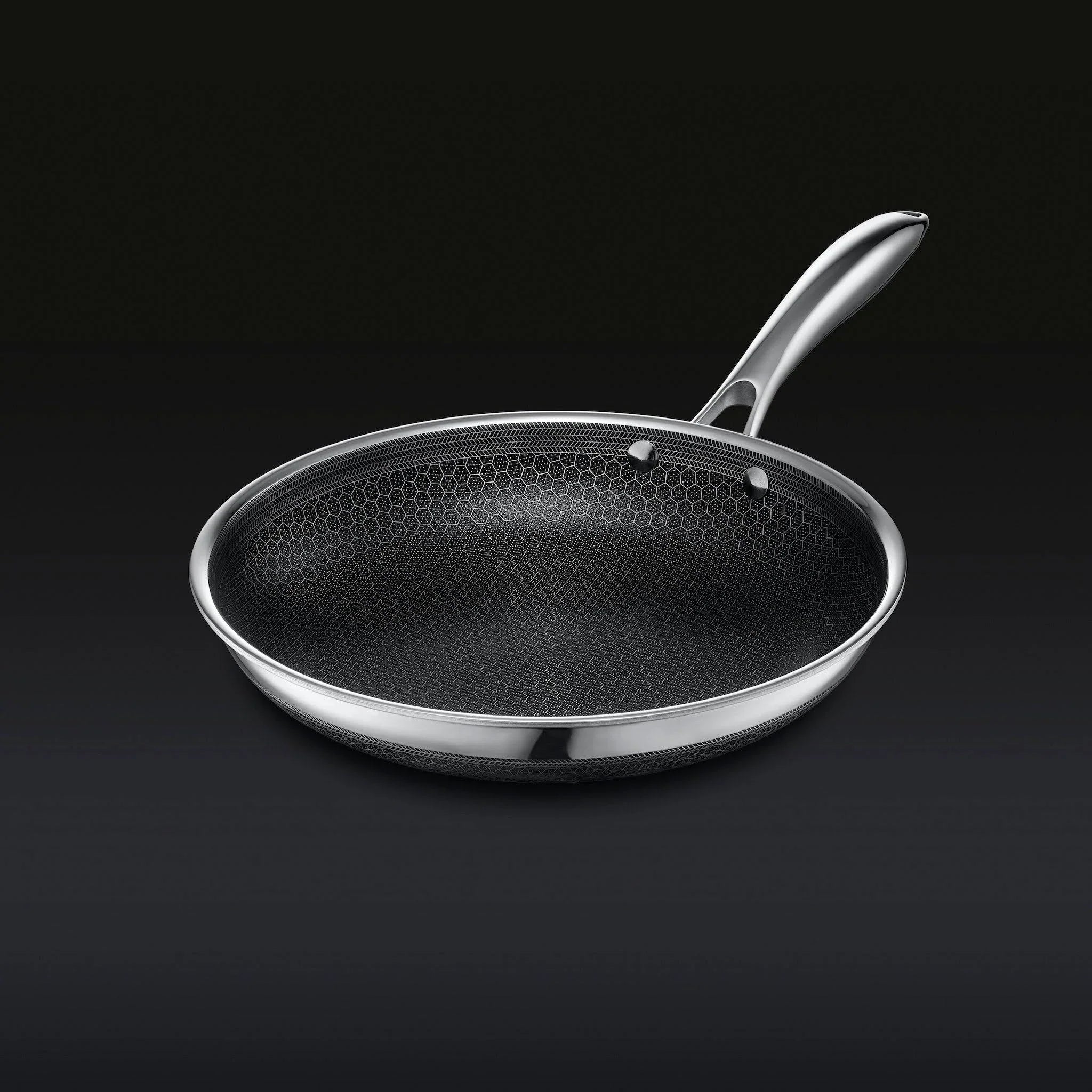 2025 Set de Sarténes Híbridas de Acero Inoxidable HexClad de 6 Piezas – 8", 10", 12" con Tapas de Vidrio, Talla Única, Negro