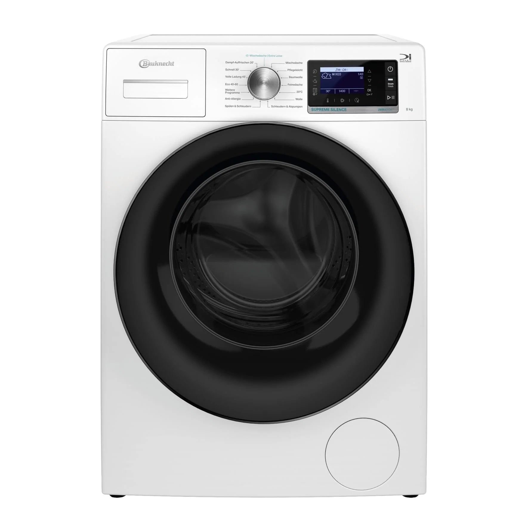 2025 Bauknecht B6R 88 SILENCE DE Lavadora / 8 kg / Carga frontal / Supreme Silence / Clase energética A-20 % / 1400 rpm / Motor ZEN / Muy silenciosa / Steam 3.0 – 3 tecnologías de vapor potentes