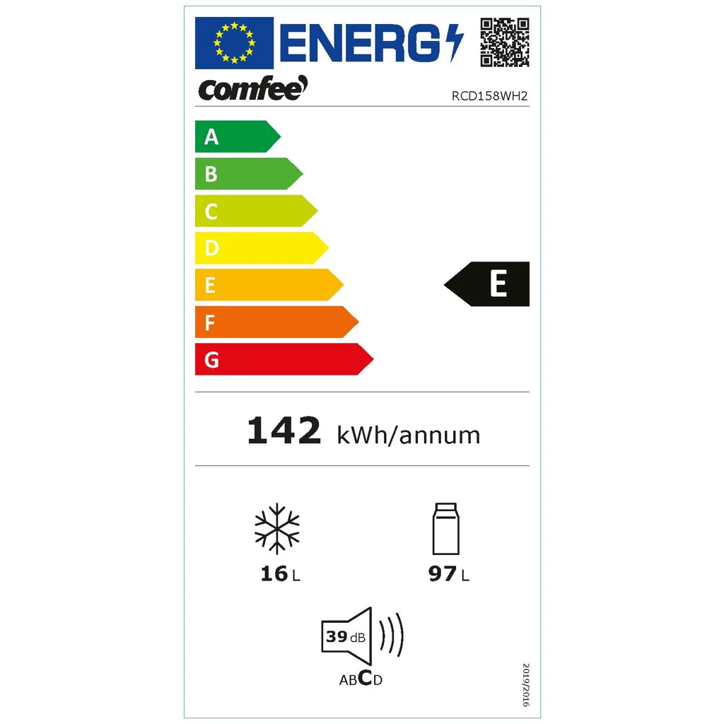 2025 Comfee Frigorífico de mesa con compartimento congelador 113L (97+16) RCD158WH2