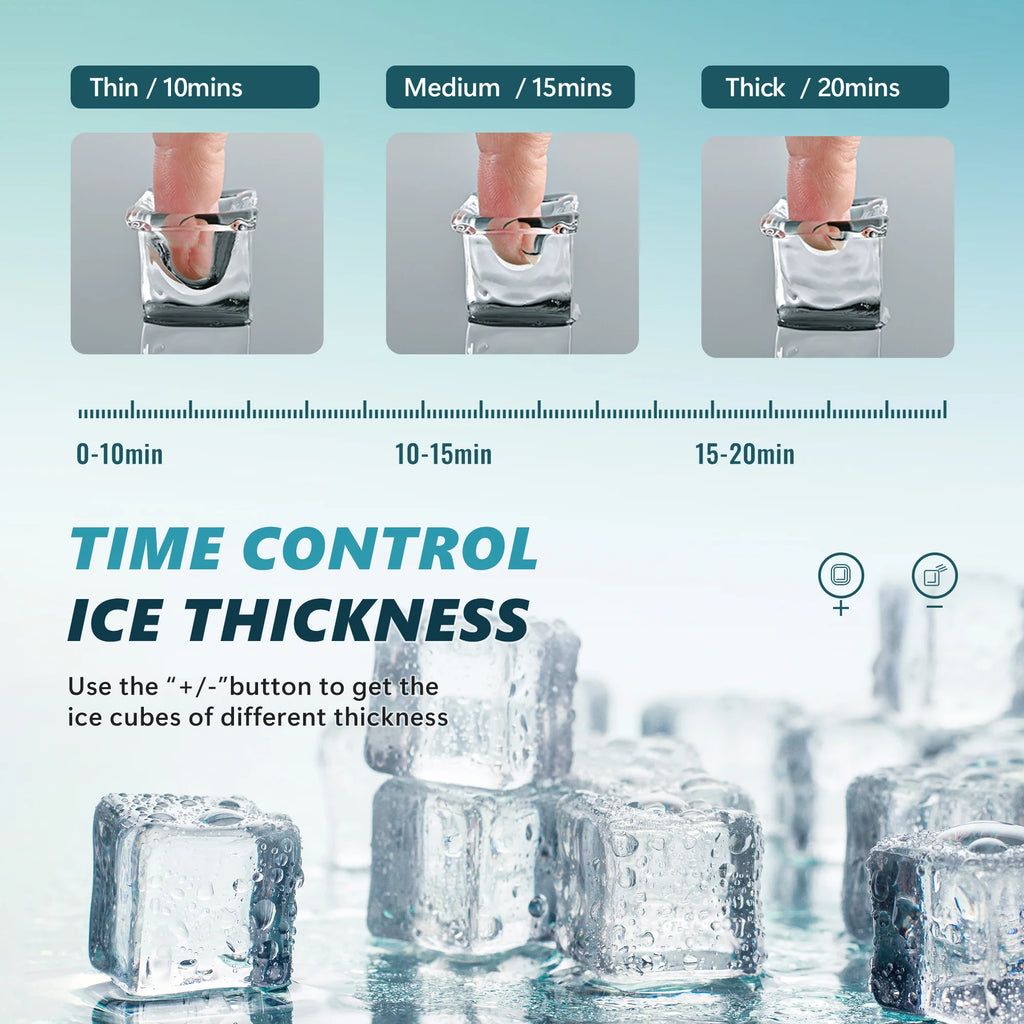 2025 Máquina de hielo compacta EUHOMY 14" Cube – Grosor de hielo ajustable con depósito de agua