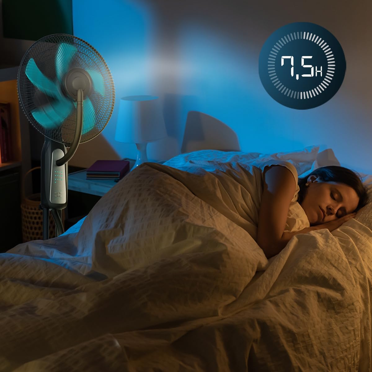 Ventilador con Nebulizador de Agua Fresca Cecotec EnergySilence 490 con Control Remoto, 90W, Diámetro 16", 5 Aspas, Depósito de 2.8L, Temporizador de 7.5h, Indicador LED y Oscilación