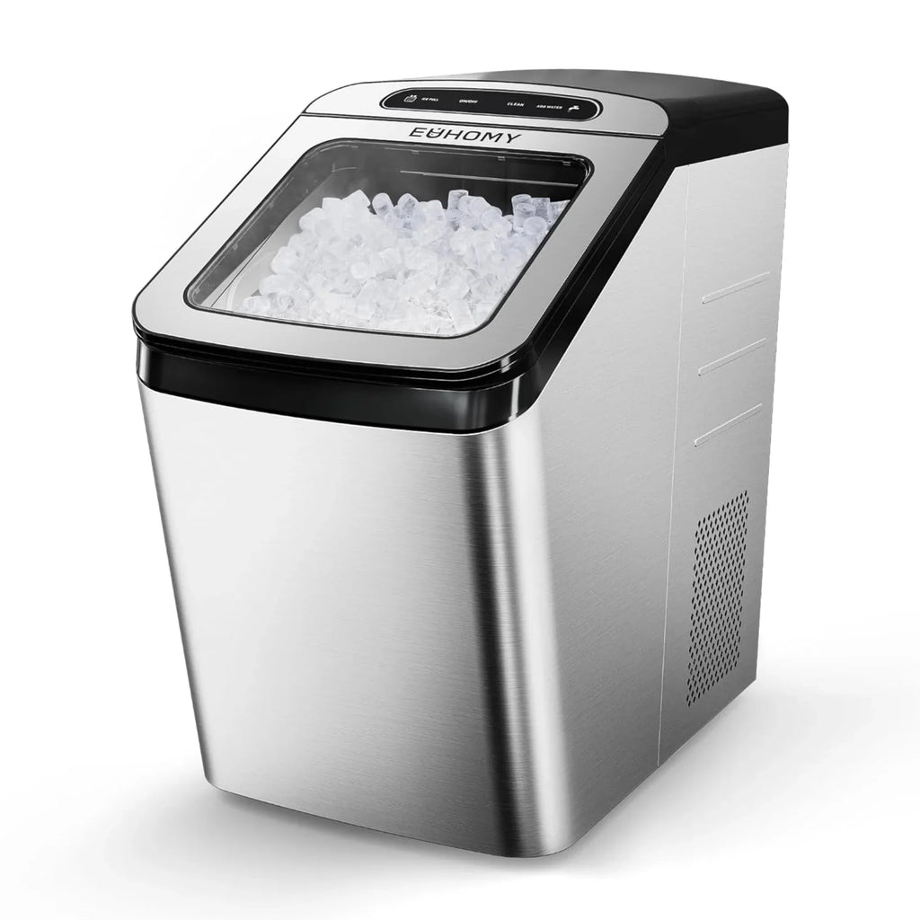 2025 Máquina de hielo con compresor de alta eficiencia EUHOMY 18'' – Hielo tipo Nugget masticable, compacta y potente