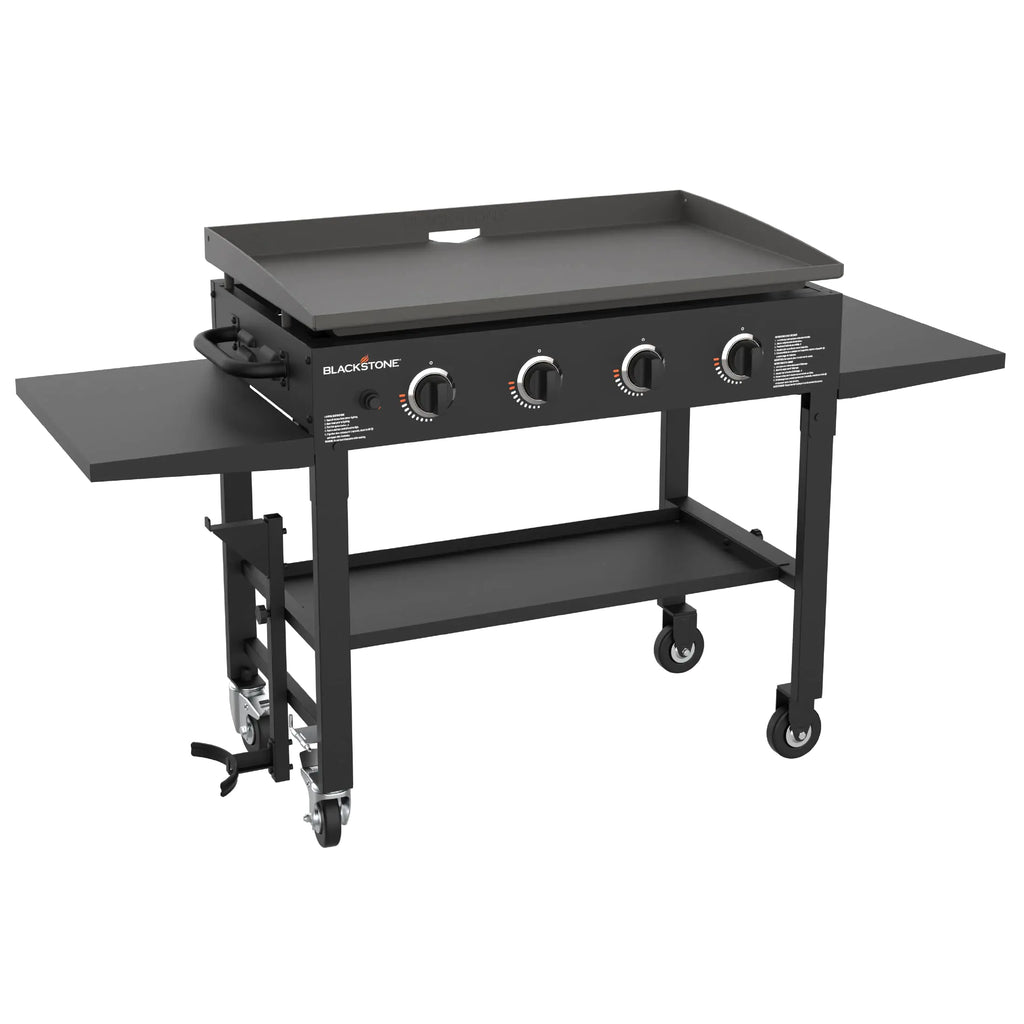 Blackstone Estación de Cocina a Gas de 36 Pulgadas – Plancha con 4 Quemadores, Parrilla Exterior Profesional de Calidad de Restaurante con Estantes Laterales