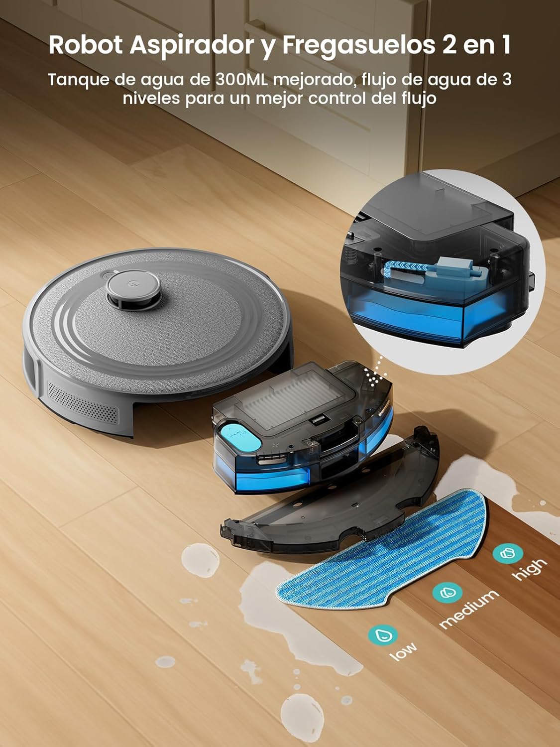 Robot Aspirador LEFANT M210 Pro 2200Pa, 120 Minutos de Autonomía, WiFi/App/Alexa, Sensor Mejorado Anti-Colisión y Anti-Caída, Navegación Inteligente, Delgado y Silencioso, 6 Modos de Limpieza