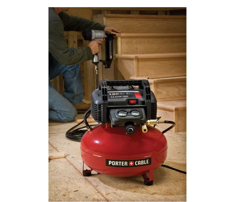2025 Compresor de Aire Sin Aceite Porter Cable 6 Galones, 150 PSI, Estilo Pancake