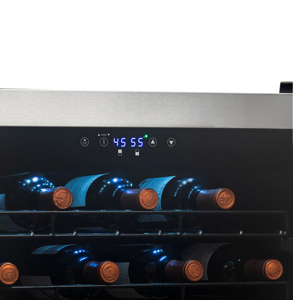 2025 Refrigerador de Vinos Independiente Newair® de Acero Inoxidable – 76 Botellas – 23" con Doble Zona