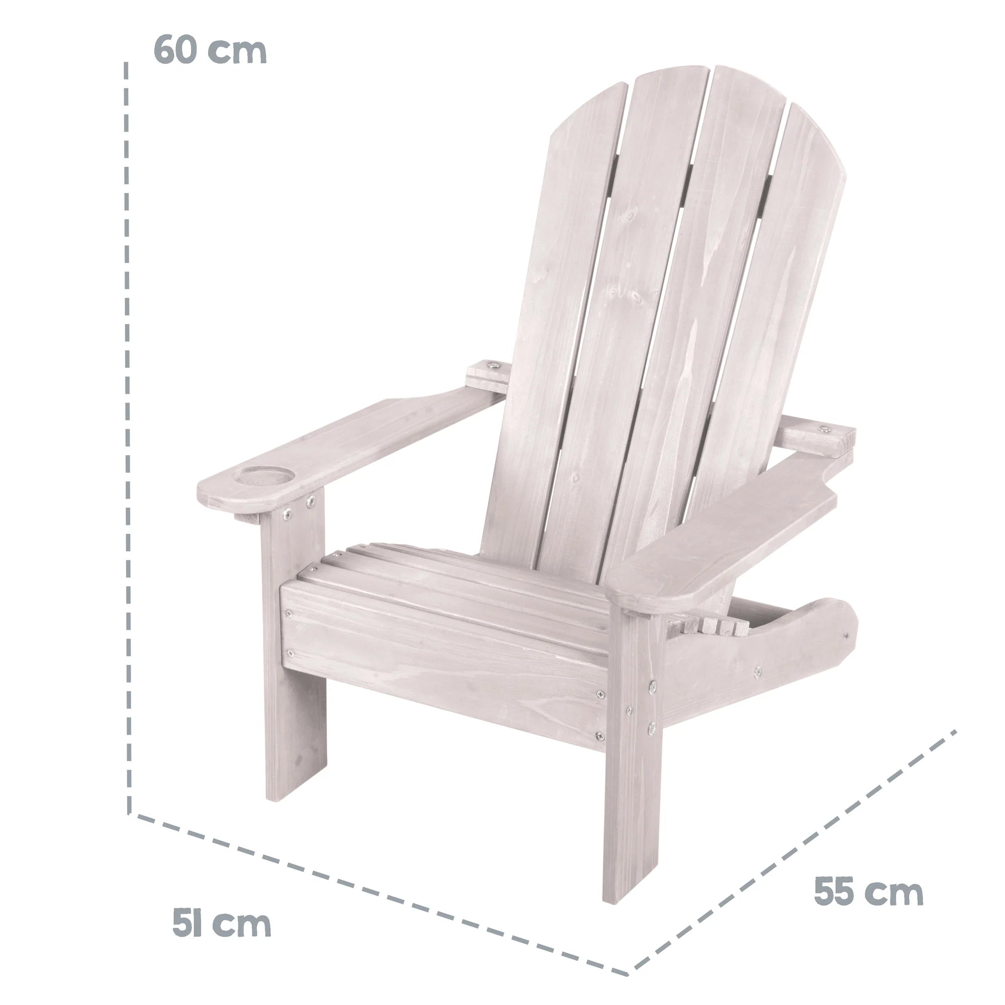 Silla infantil para exteriores "Silla de cubierta" – Silla de cubierta de madera certificada FSC – Acabado en gris grabado