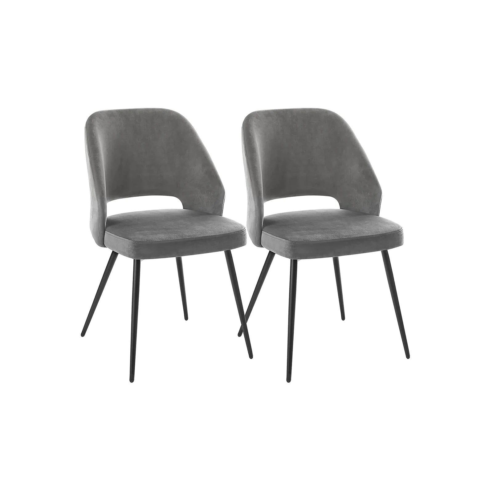 2025 Juego de 2 sillas de comedor SONGMICS con patas de metal, tela de terciopelo gris
